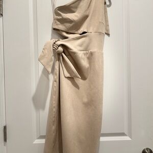 Chic One Shoulder Beige Dress